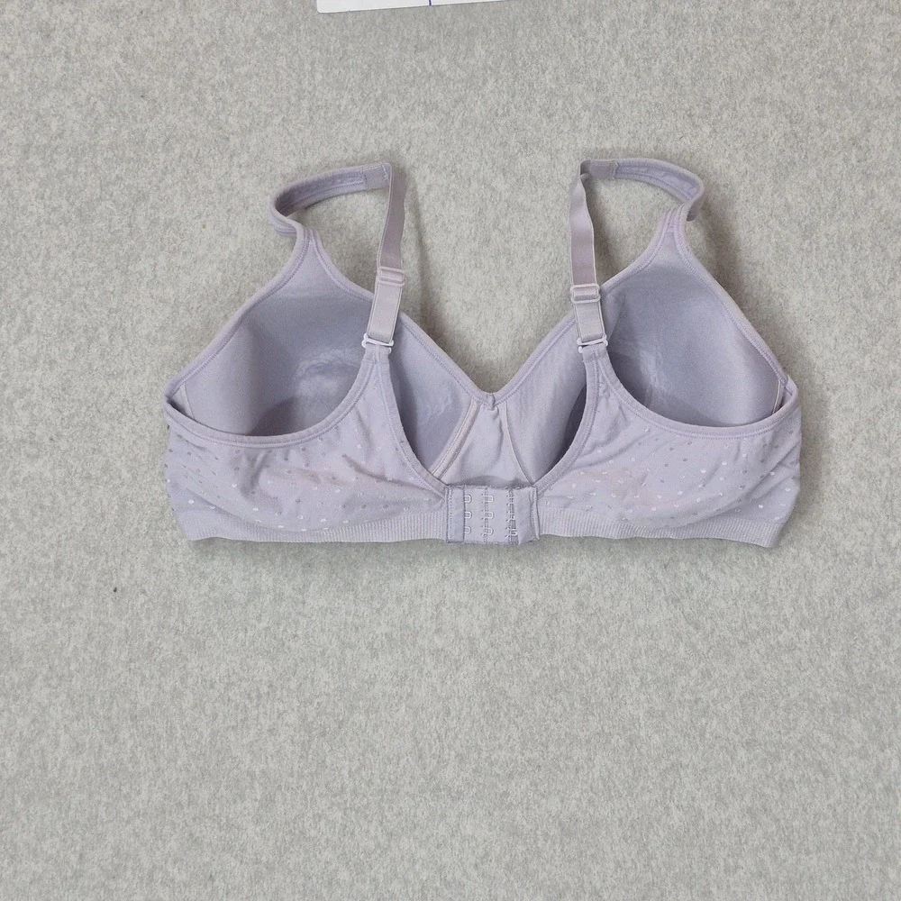 Bali Women Bra 42C Lavender Polka Dot T Shirt Wireless Strap Adjustable